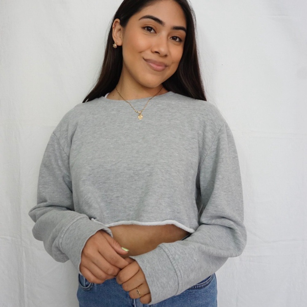 Gray Hand Cropped Sweater